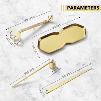4 in 1 Candle Accessory Set, Wick Trimmer, Candle Snuffer, Wick Scoop, Storage Tray, Perfect for Candle Lovers （golden）