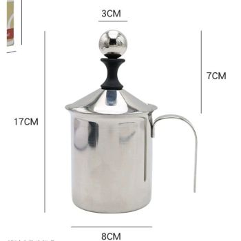 Milk Frother, 304 Stainless Steel Manual Milk Foamer, Handheld Coffee Milk Frothing Pitchers, Manual Operated,  for Cappuccino Coffee Latte Hot Chocolate(400ML)