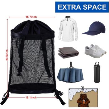 Golf Push Cart Storage Bag,Golf Cart Organizer, Backside Extension Storage Bag,Closure Push Cart Net Mesh Accessories（black 60x41cm）