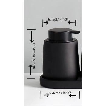 Black Lotion Dispenser - Ceramic Soap Dispenser Bathroom Refillable Liquid Hand Wash Dispenser for Bathroom Kitchen Dish Soap Dispenser with Easy-to-Press Pump