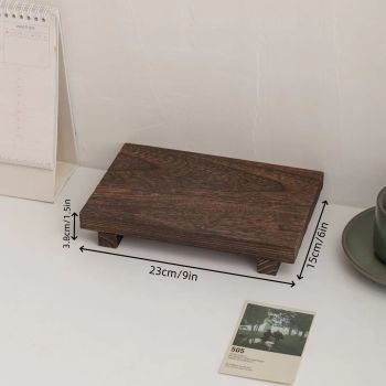 Simple Rustic Pedestal Stand - Handmade Small Wood Tray - Soap Tray for Kitchen Sink, Bathroom (Brown)