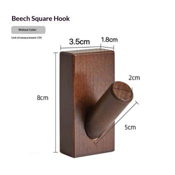 4Pack Adhesive Wall Hooks Hat Rack, Wooden Coat Hooks Wall Mounted, Decorative Hooks Single Organizer Hat Hanger Towel Rack, Heavy Duty Hooks (black walnut)