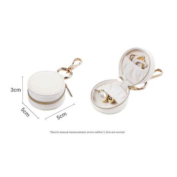 2pcs  Jewelry Ring Holder Box with Keychain, Portable Gym Jewelry Storage Box Case, Small Travel Ring Earring Stud Necklace Storage Case (White)