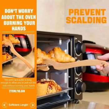 2pcs  Wood Oven Rack Puller Long Handle Oven Stick for Kitchen Appliances Baking Cooking Toaster Air Fryer Accessories