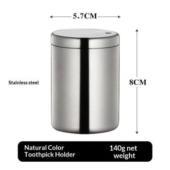 Toothpick Holder,Stainless Steel Toothpick Holder Dispenser Pocket Toothpicks Holder Round Metal Toothpick Storage Box for Table, Restaurant, Travel (silvery)