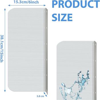 15 x 6 Inch Stainless Steel Splash Guard Stainless Steel Wall Mount Guard with Screws Screws for Bathroom Sink Side Sink Splash Prep Sinks Protector 2pcs