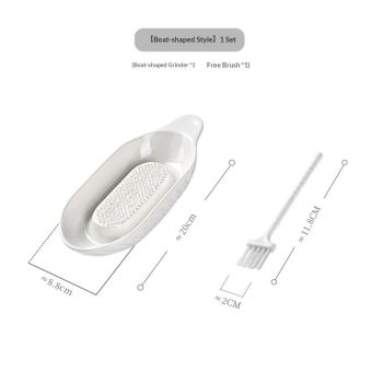 Ceramic Ginger Grater Plate with Scraper for Grinding Wasabi Ginger Garlic Cheese Fruits Vegetables（Ship shape * 1, small brush * 1 included）