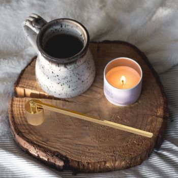 2pcs Candle Snuffer, Golden Candle Snuffer Extinguisher with Long Handle, Gold Color Stainless Steel Wick Flame Snuffer for Putting Out Candle Flame Safely