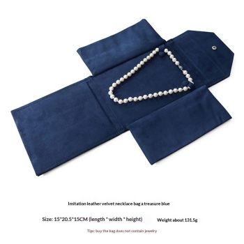 Pendant storage bag, necklace, jewelry travel folder, jewelry gift bag, ladies' holiday birthday gift (dark blue)