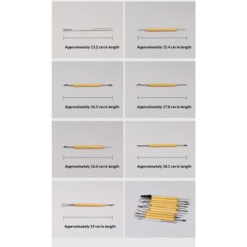11 Pcs Pottery & Clay Sculpting Tools, Double-Sided, Ceramics Tools Smooth Wooden Handles for Trimming, Embossing Pattern.