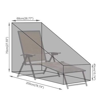 Outdoor Chaise Lounge Cover, Waterproof Patio Chaise Lounge Covers, Heavy Duty Patio Lounge Chair Cover, Patio Lounge Chair Cover（200*70*40/68cm）