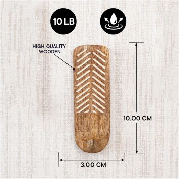 Shelf Boho Decorative Wood Adhesive Wall Hooks for Hanging Coats, Keys, Leash, Hat, Towel Holder, Cute Sticky Key Holder,  (3 Hooks )