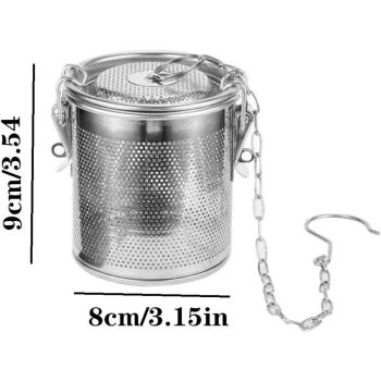 Stainless Steel Spice Infuser Basket with Chain Hook, Extra Fine Mesh Soup Strainer for Cooking, Seasoning, and Brewing Tea,（8*9cm）