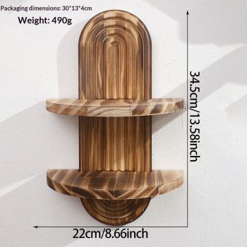 double-layer  Arched Mid Century Art Boho Decor Design Floating Shelves for Home Bedroom Living Room Farmhouse Display Wall Plant Holder Decoration, 13.58*8.66in