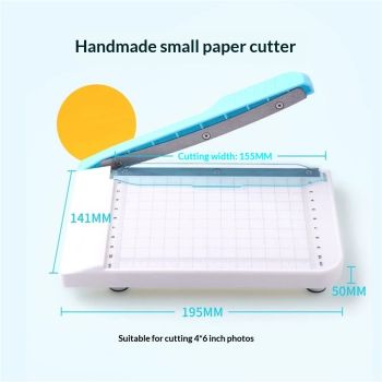 Paper Cutter Mini Paper Trimmer Guillotine Cutter 6 Inch Grid Line Panel Scale Paper Cutter for Craft Paper Photos Cards Scrapbooking Office Home Supplies(Blue+White)