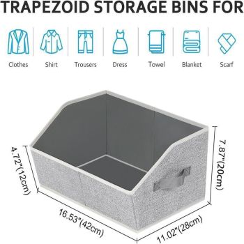 2 Pack Dog Toy Basket, Collapsible Cat Dog Toy Bin with Handles, Fabric Trapezoid Dog Toy Box Storage for Pet Dogs Toys,Blankets,Clothes and Accessories (Gray)