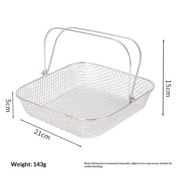 Square Air Fryer Basket Air Fryer Accessories, 304 Stainless Steel Mesh Basket with Handle Replacement Accessory