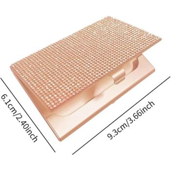 Business Card Holder, 2Pcs  Name Card Organizer Bling Pocket Display for Women Office Exhibition ，（champagne）