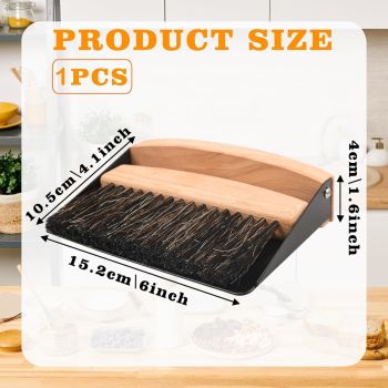 Mini Metal Dustpan and Brush Set for Sweeping Crumbs Fireplace, Natural Table Sweeper Combo Black