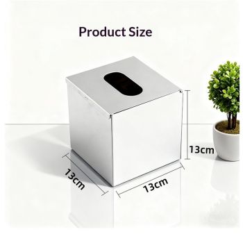 Square Stainless Steel Tissue Box Cover - Wall Mounted Stylish Paper Facial Cover, Modern Metal Tissue Box Holder for Bedroom/Bathroom/Vanity/Countertop（304 bright light）