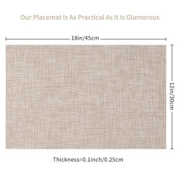 Beige Placemats Set of 4- Heat Resistant Non-Slip Place mats for Dining Table, Washable Durable PVC Woven Table Mats (Beige, 4)