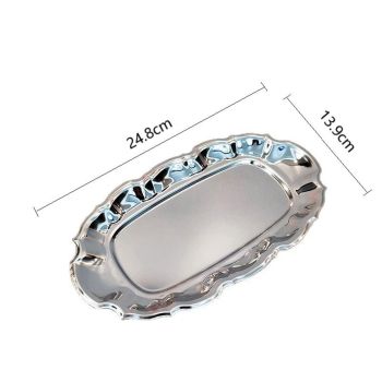 Small Vintage Trinket Dish Jewelry Tray Perfume Organizer Tray for Wedding Photographer Detail Props Ceremony Antique Decor (Silver)