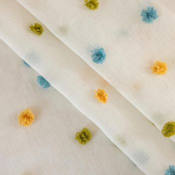 Panels Boho Kitchen Tier Curtains , Rod Pocket Small Cafe Curtain, Light Filtering Short Curtains for Living Nursery Room Bathroom (Blue green yellow，100*60cm)