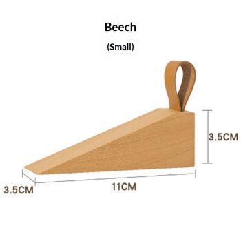 2Pack Wooden Door Stopper Non-Slip Security Wood Door Wedge with Leather Strap for Hanging Door Stopper, in House Bedroom Office Living Room Hotel Cabin（Beech wood small size）