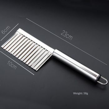 2pcs  Home Kitchen Plastic Handle Stainless Steel French Fries Potato Carrot Wavy Crinkle Cutter Slicer Handheld Chipper Chopper