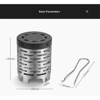 Portable Camping Heater Stove, Stainless Steel Mini Tent Heater with High Efficiency Heating & Rapid Setup Design for Outdoor Use, Compact Folding Sto（ Black）