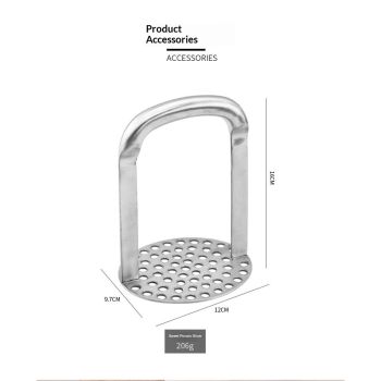 Duty Potato Masher With Horizontal Handle | Avocado Masher | Versatile Food Masher For Vegetable | Made of Durable Stainless Steel |  - Silver
