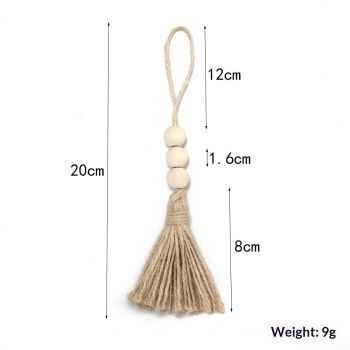 Wood Bead Garland,Farmhouse Tassels Beads, Rustic Country Decor Prayer Beads for Home Door Knob Christmas Decoration (8pack)