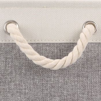 2pcs Cube Storage Bins 28*28*28cm Grey-Black Cube Storage Boxes Collapsible Large Cloth Organizer Baskets with Cotton Rops Handles for Storage Cubbies or Closet Shelf White + gray