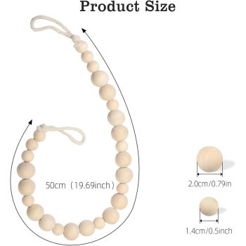 6 Pieces of Wood Bead Curtain Tieback Boho Curtain Tiebacks Curtain Holdbacks for Wall Curtain Ties Curtain Tie Backs with Hooks for Boho Decor Bedroom Decor Nursery Decor