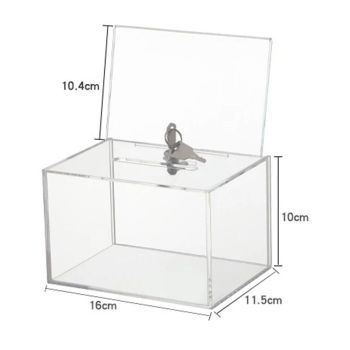 Acrylic Donation Box for Fundraising, Clear Suggestion Box with Slot and Lock, Thickened Ballot Boxs for Charity Tip Collection, Plastic Storage Container with Sign Holder（transparent）