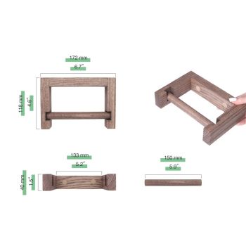 Wood Wall Mounted Toilet Paper Holder,Wooden Toilet Paper Holder,Adhesive Bathroom Tissue Holder,Wood Toilet Paper Roll Holder Tissue Holder for Bathroom