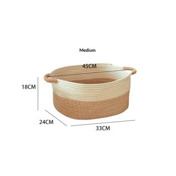 Medium Rope Basket with Handles, Medium Storage Basket, Home Decor Organizer for Towels,toys, Books & Magazines