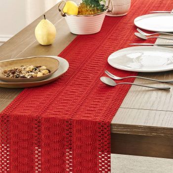 Bohemian style tablecloth, red tassel tablecloth, 140cm long, farmhouse woven home decoration, red  140*33cm