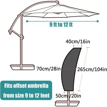 Patio Cantilever Umbrella Covers for Outdoor: Waterproof Offset Umbrella Cover Banana Style , Black Suitable for 265cm umbrella