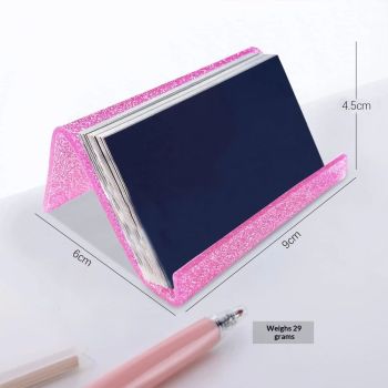 3pcs Business Card Holder for Desk, Acrylic Business Card Holders Shine Card Stand Organizer Cards Display for Office Exhibition, Purple（pink）
