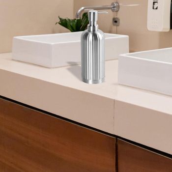 Soap Dispenser , Stripe Design Dish Soap Dispenser Brushed Nickel, Refillable Liquid Hand Soap Dispenser for Bathroom, Kitchen Soap Dispenser Premium Stainless Steel