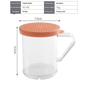 2pcs Seasoning jar, plastic powder bottle, seasoning bottle, barbecue powder bottle, thickened chili powder bottle（Red lid+cup body）