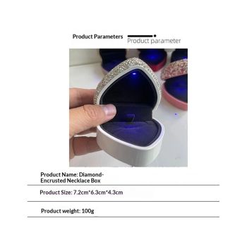 Heart Shaped Ring Box with LED Light Velvet Earrings Coin Jewelry Box Display Case Gift Box for Proposal Engagement Wedding Anniversary Valentines（white）