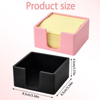 2 note boxes, office stationery square convenience stickers storage box, silicone minimalist luxury desktop decoration, Black+pink