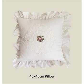 Cotton Lace Embroidery Throw Pillow Covers Boho Neutral Cushion Case Soft Accent Pillowcase for Spring Sofa Couch Bed Living Room Home Decor（white 45*45cm）