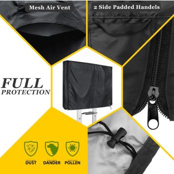 Black 420D Oxford cloth Mobile Outdoor TV Stand Cover for 60-72 Inches Mobile TV Cart Black Waterproof Moisture-proof Dust-proof TV Screen Protection Cover
