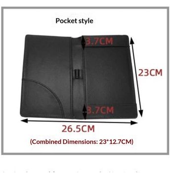 Leather Menu Folder Presenter Guest Check Book Holder Money Pocket Fit Server Apron with Pen Clip for Hotel Bar Salon KTV Restaurant(Black)
