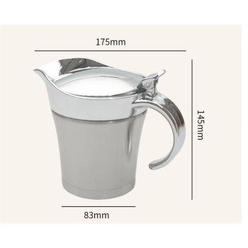 Double Insulated Gravy Boat, Stainless Steel Sauce Jug Gravy Boat with Hinged Lid for Family Dinner, Thanksgiving, Halloween, Christmas, Birthday Party(400ML/silvery)