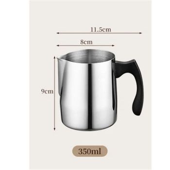 Milk Frothing Pitcher  Stainless Steel Espresso Steaming Pitcher 350ml, Espresso Machine Accessories, Milk Frother, Milk Coffee Cappuccino Latte Art（unmarked）