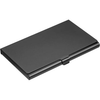 2pcs  Business Card Holder, Aluminum Alloy Flip Cover Slim Name Cards Case for Women Men, Black